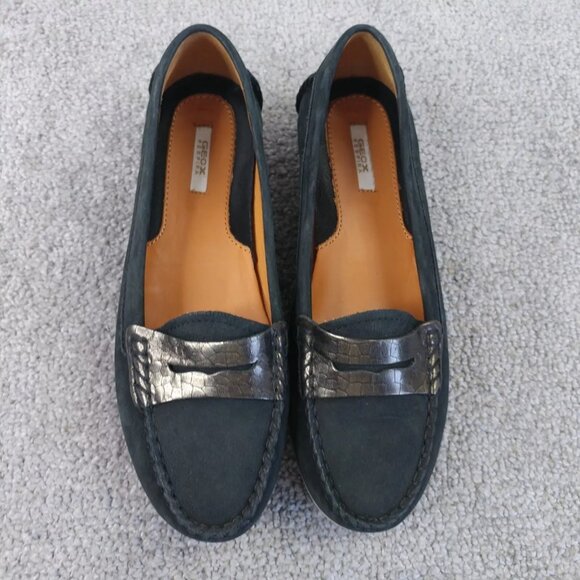 Geox Respira Womens 36.5 EU Loafers Comfort Shoes Black Suede Slip On Casual - Picture 3 of 9